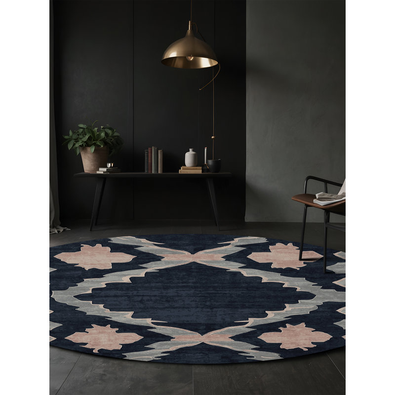 Machine Washable Gray Area Rug, Round 7'