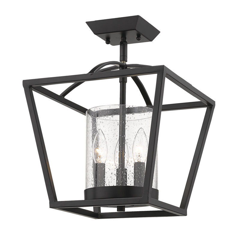 Plafonnier semi-encastré à 3 lumières 11,75 po Skegness, Noir mat