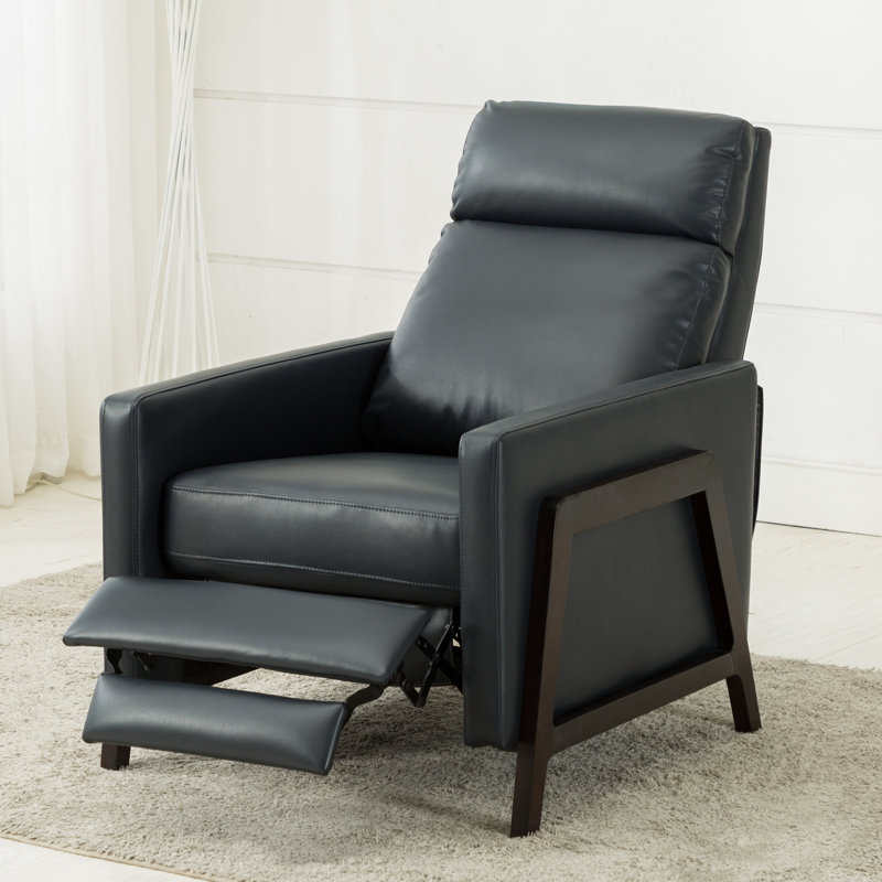Bosse Faux Leather Recliner, Midnight Blue Performance Faux Leather