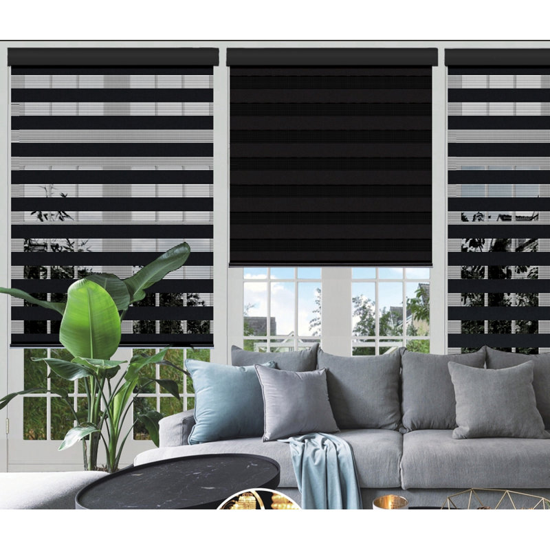 Store à enroulement semi-transparent jour et nuit, l 30 po, Noir