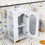 Meuble-lavabo autoportant de 20 po avec lavabo en céramique, tablettes de rangement à deux niveaux et armoire de porte en verre-886113990