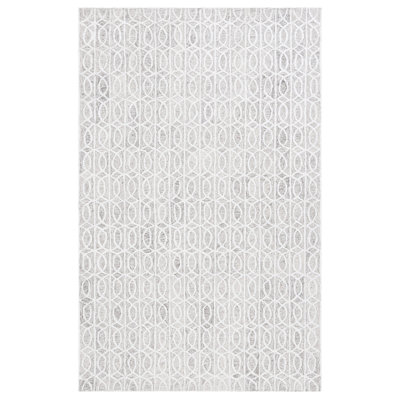 Ebony Hand Tufted Wool Viscose Cotton with Latex Geometric Rug in Light Brown/Ivory