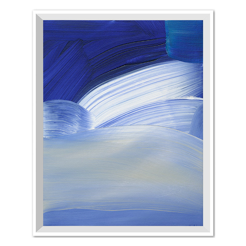Blue Wave 2 Print by Daph Haus, White Single Picture Framed