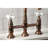 Kingston Brass Heritage Two-Handle 4-Hole Deck Mount Bridge Kitchen Faucet with Brass Side Sprayer-126557561