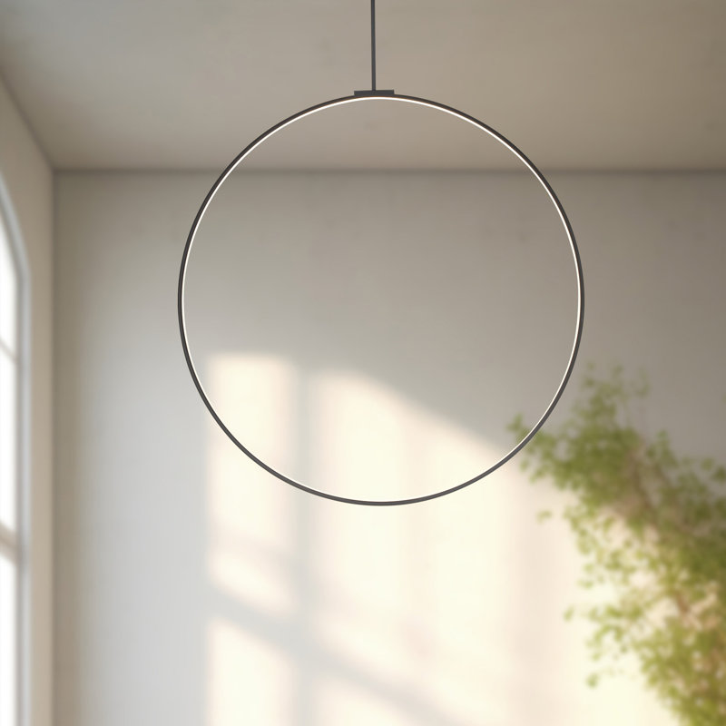 Cirque 1 - Light LED Unique/Statement Pendant, Black, 95.63" H x 48" W x 0.75" D