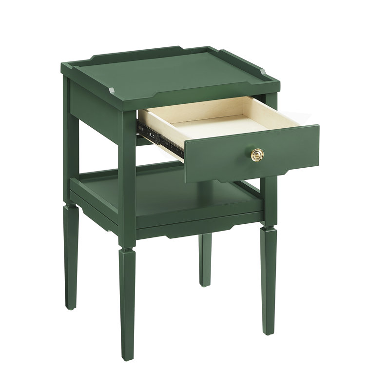 Table de chevet 1 tiroir pour chambre à coucher, Vert antique