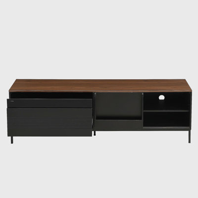 70.8'' Modern TV Stand for TVs up to 75 Inches, Entertainment Center with Storage Space, Sliding Doors, Adjustable Shelves and Metal Frame, Mid Century Modern Media TV Console Table