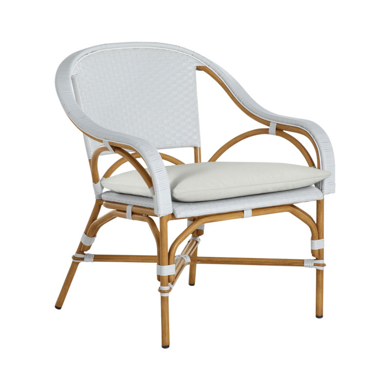 Savoy Patio Chair with Cushions, No Welt, Rollo Chambray, Chalk/White/Navy
