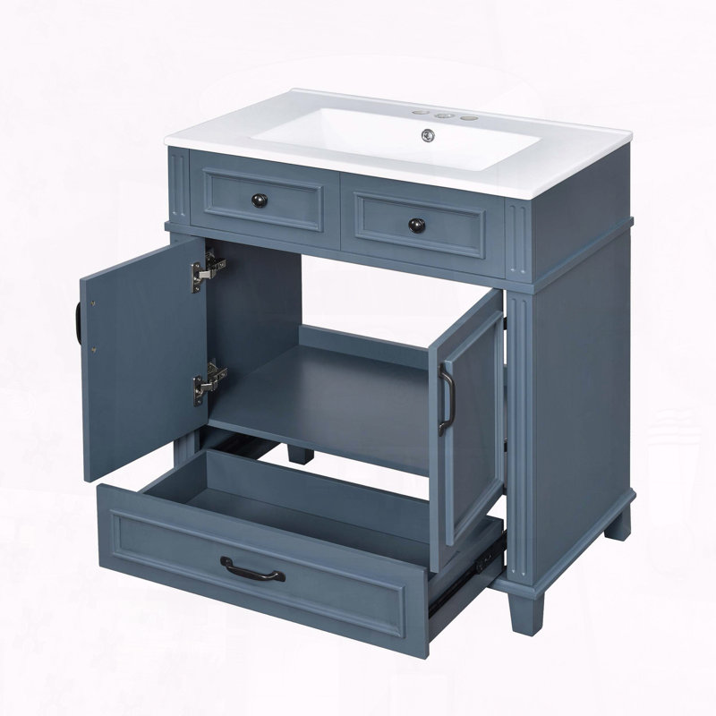 Meuble-lavabo rétro 30 po avec portes à fermeture douce et tiroir