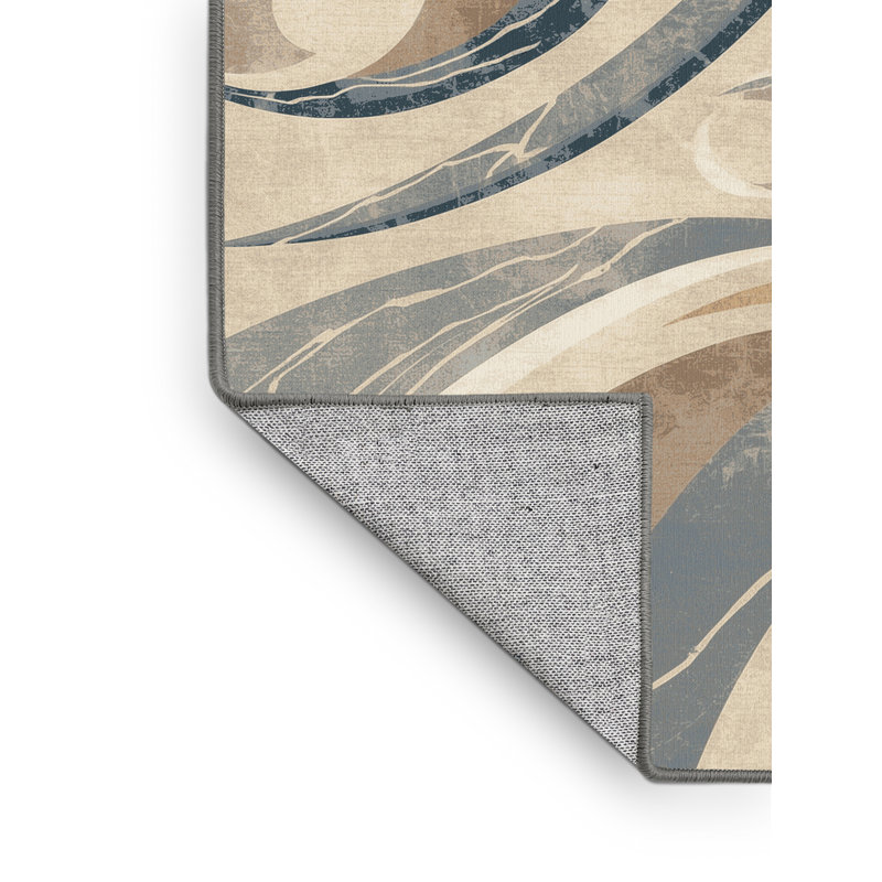 Tapis arc de bord de mer gris à motif de canaux de Venise lavables à la machine - Reliure grise, 6 X 9