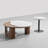 Simple solid wood and marble coffee table set