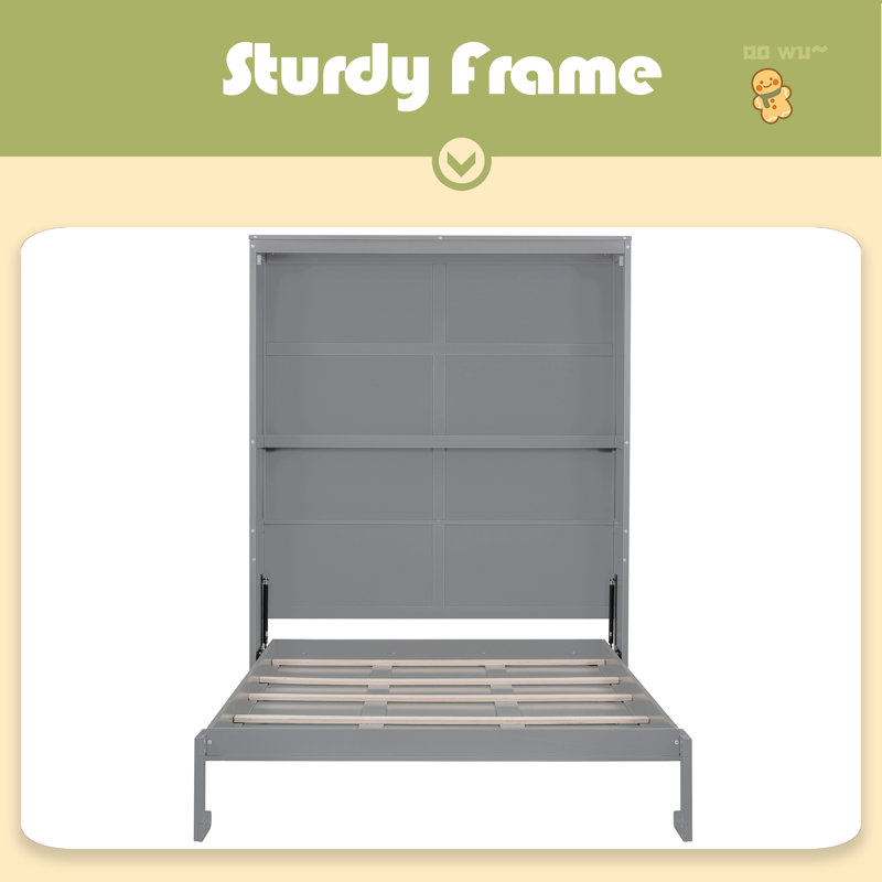 Lit escamotable mural avec tablettes Murphy, Grey, Grand lit