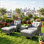 Comfort Patio Sofas, Steel Rattan 5 Piece Modern Set For Patio Balcony