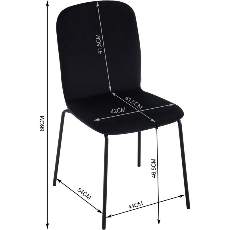 Nyeem 46.5cm H Velvet Upholstered Side Chair, Black