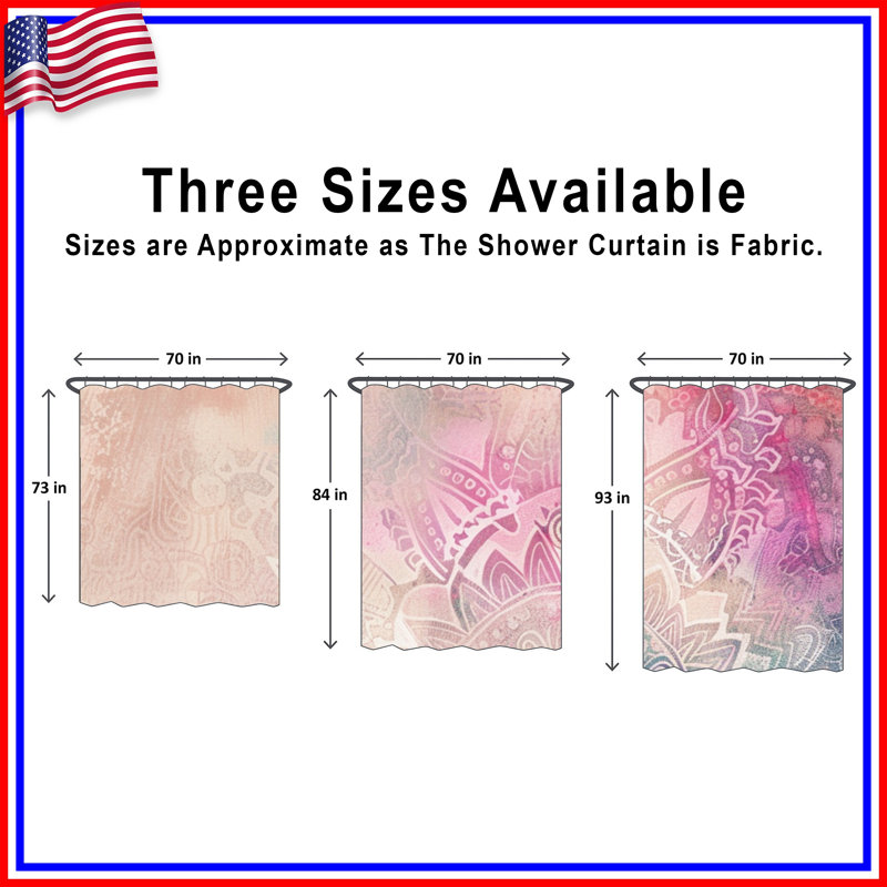 Rideau de douche Mandala - Décoration de salle de bain bohémienne, H 84 po x l 70 po, Mandala 1