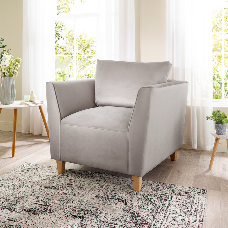 Audington Velvet Armchair, Silver