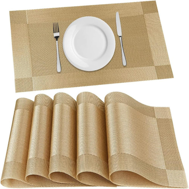 Napperons antidérapants dorés pour décor de cuisine, ensemble de 6 protecteurs de table