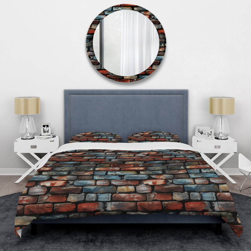 Architectural Brick Elegance Brick Pattern - Ensemble de housse de couette en brique