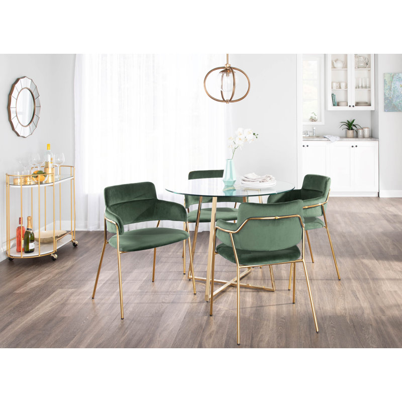 Naledi Velvet Upholstered Dining Chairs, Green