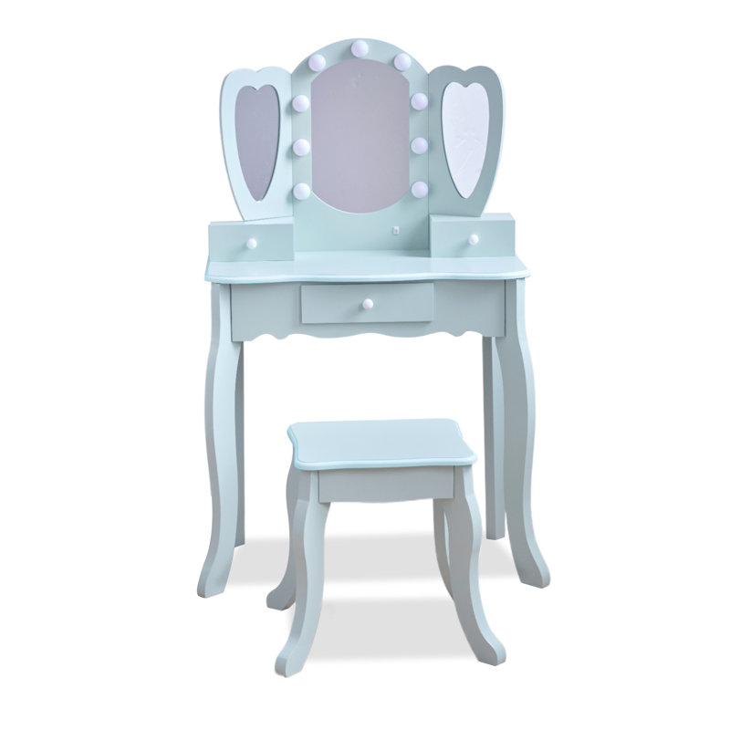 Teamson Kids Heart Glow Play Vanity Set, Blue