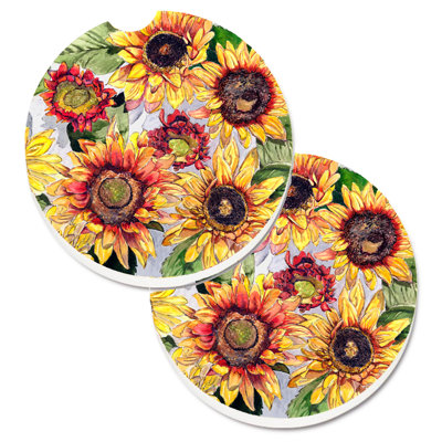 Ceramic Round 2 Piece Car Coaster Set