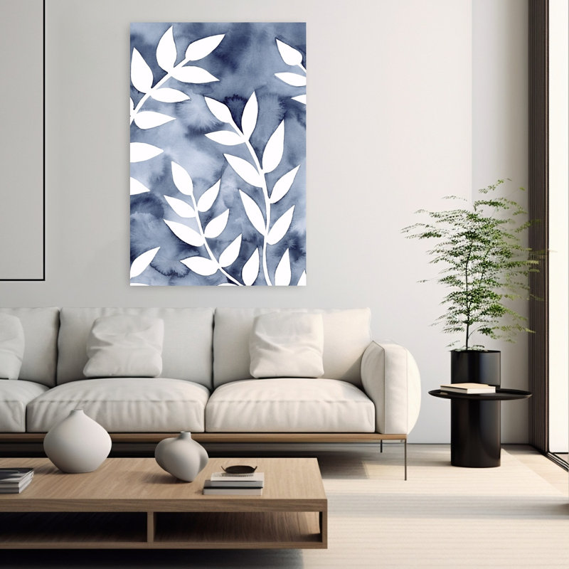 Art mural contemporain abstrait marine 2, H 60 po x l 40 po