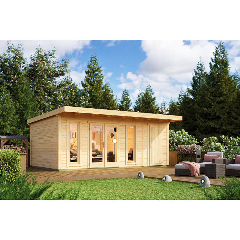 Lasita - 19 x 11.5 Ft. Premium 2-Room Log Cabin With Tempered Double Glazing (44mm)