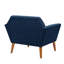 Méridienne Mid-Century moderne, détails à boutons, pieds en bois massif, fauteuil et siège rembourrés bleus, accoudoirs, pacane-76519871