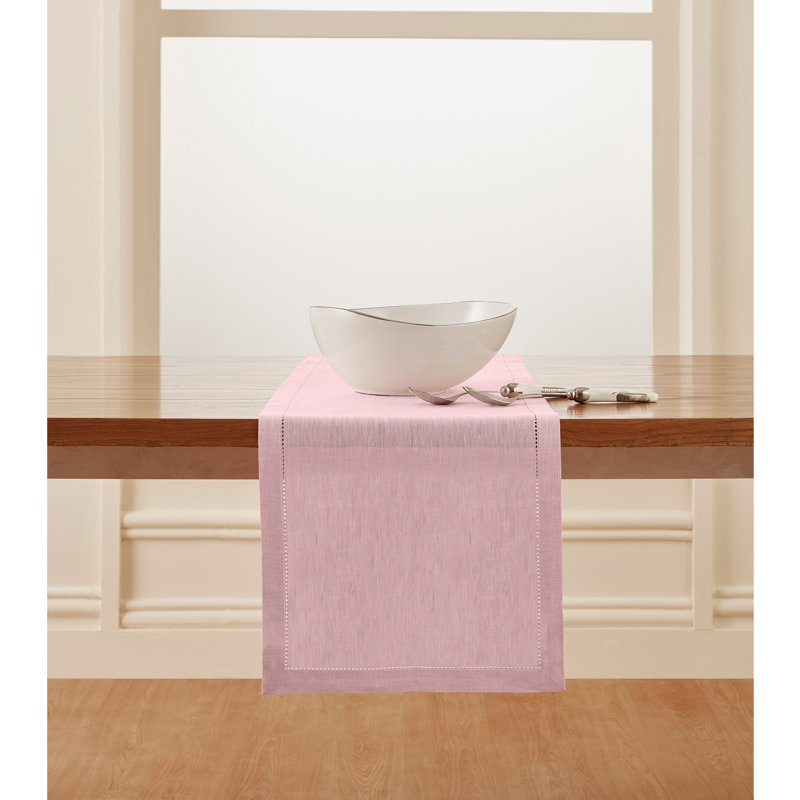 Milan - 100% Pure Linen Table Runner, Bubblegum Pink, 90" x 14"