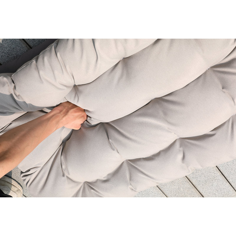Fauteuil-coussin beige avec support, balancelle suspendue en osier avec porte-gobelet, garde-corps et coussins amovibles, convient au balcon, panier de loisirs universel d'intérieur et d'extérieur, tous