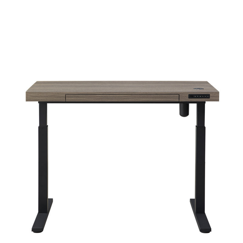 Bureau debout à hauteur ajustable Gooitsen, Chêne gris / Noir, H 48 po x l 47,2 po x P 23,6 po