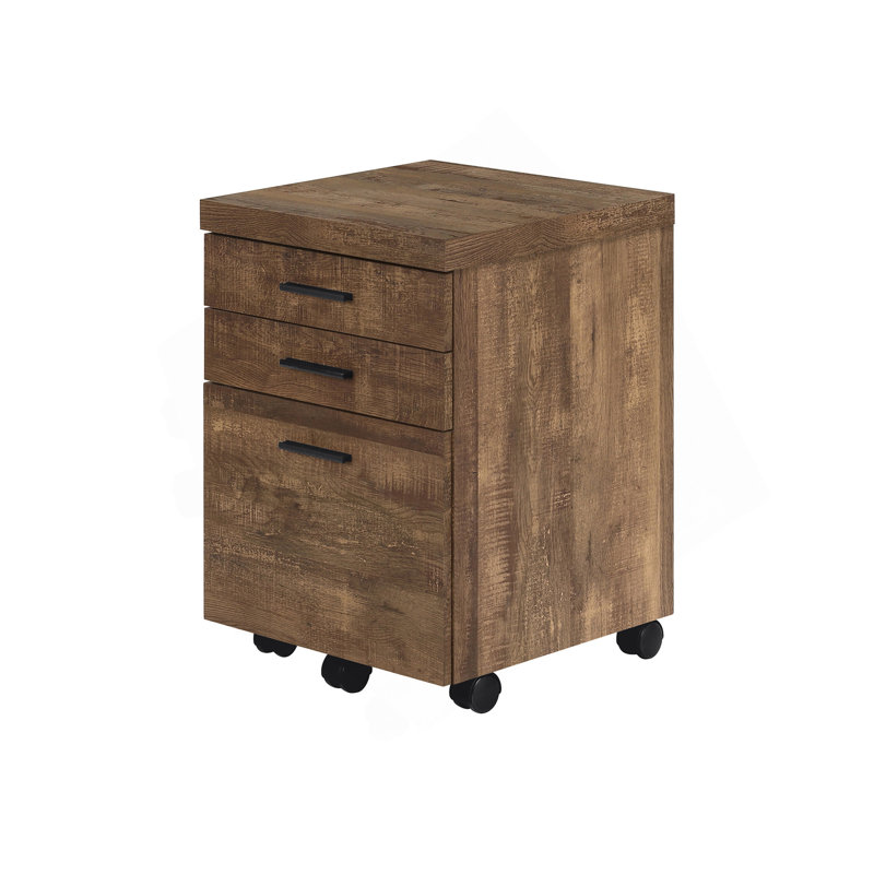 Classeur, mobile à roulettes, tiroirs de rangement, support pour imprimante, bureau, bureau, stratifié brun, contemporain, moderne