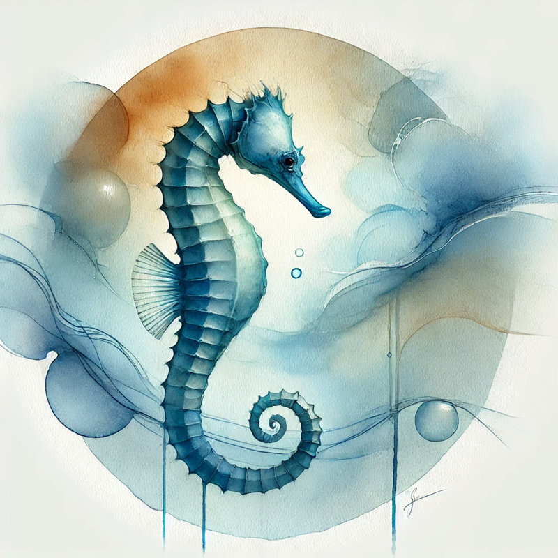 «Ethereal Seahorse Dream», art mural sur toile tendue, H 30 po x l 30 po