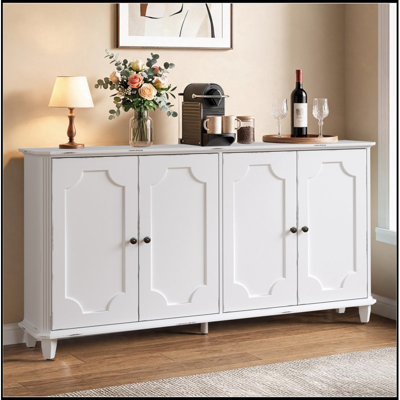 Desideria avec 4 portes courbées décoratives, Blanc antique
