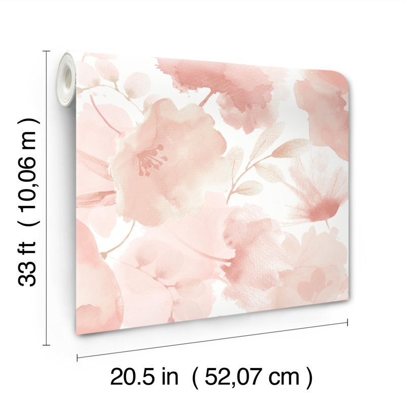 Floral Wallpaper Roll, Blush