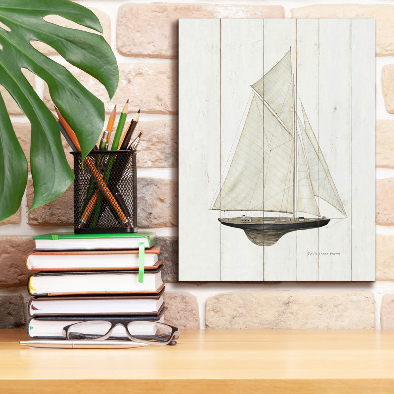 Art mural sur toile Breakwater Bay «Sailboat 1» par David Carter Brown, H 16 po x l 12 po x P 0,75 po