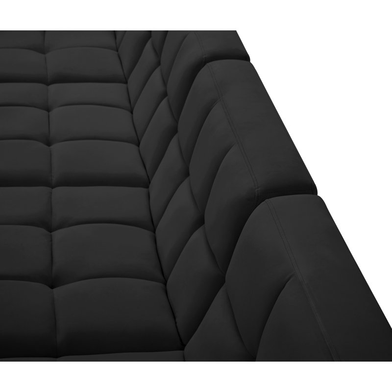 Canapé modulaire en velours Hildick, Velours noir