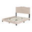 Grand lit plateforme tapissier avec tête de lit en velours capitonnée et rivets décoratifs, cadre de lit moderne et élégant, beige-1622553618-1622553623