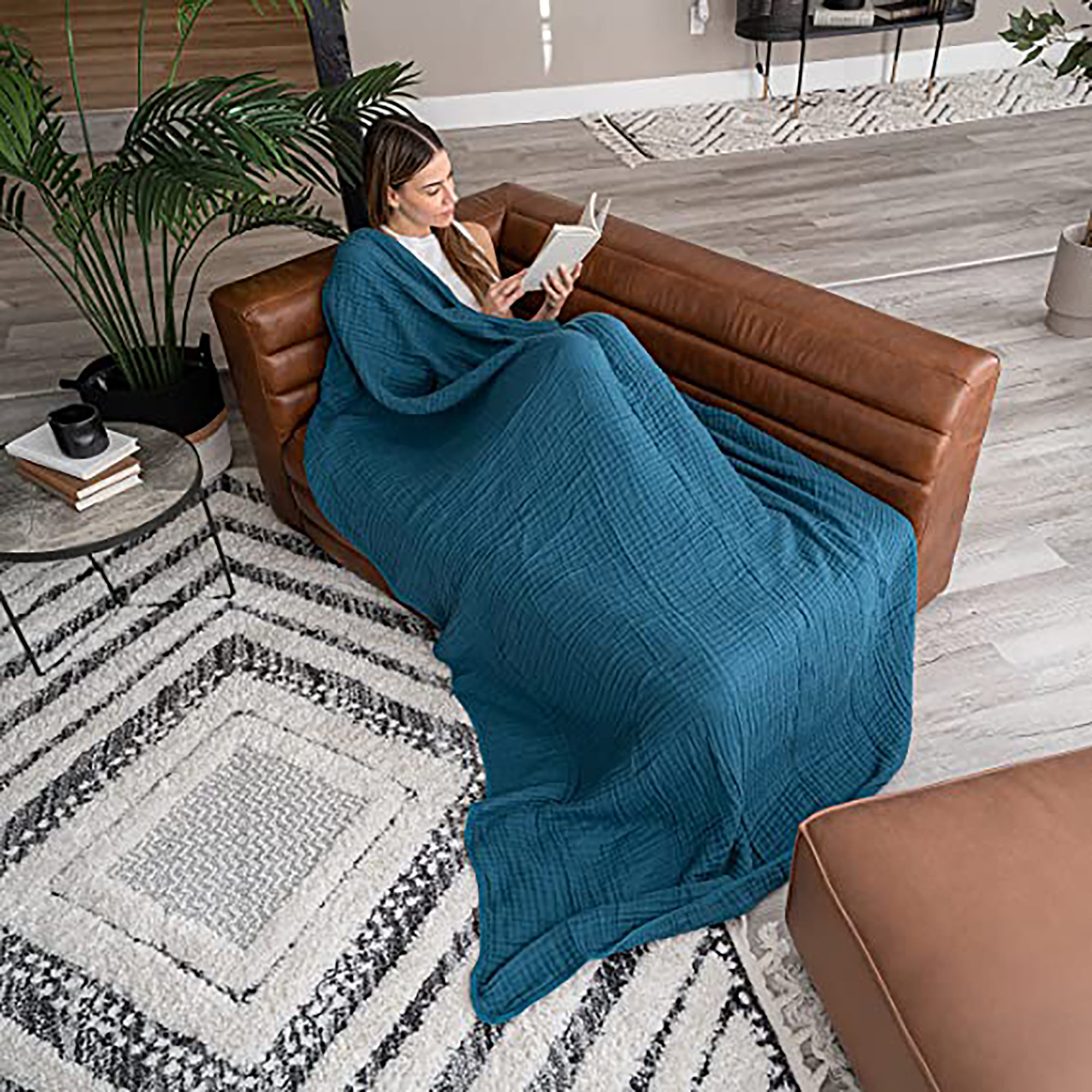 Karlina Muslin Blanket, Throw, White
