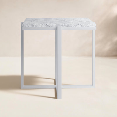 Megara 22'' Marble Outdoor Side Table