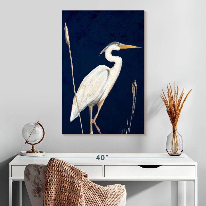 Brampt Heron On Navy II, 30" H x 20" W