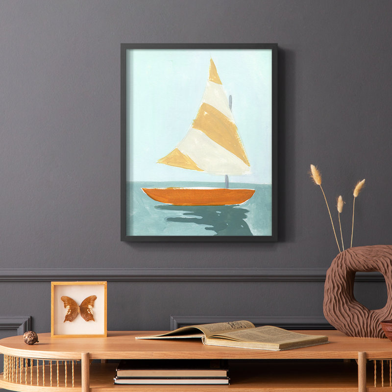Petite voile I, reproduction encadrée - bois massif, Noir, H 28 po x l 22 po