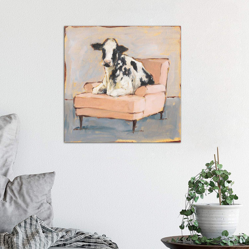 «Moo-Ving In II» par Ethan Harper - reproduction, Toile tendue, H 18 po x l 18 po x 1,5 po