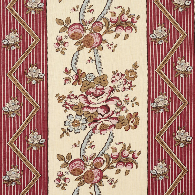 Sylvain Floral Stripe Fabric, Rouge