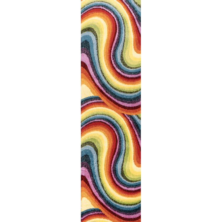 Connor-Joe Abstract Swirl Red/Yellow/Blue Rug