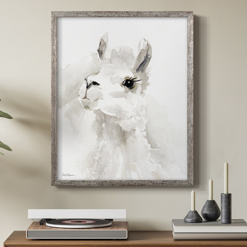 Sweet Llama II, reproduction encadrée - bois massif, H 11 po x l 9 po