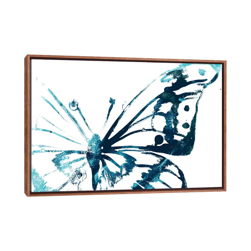 Impression papillon V - imprimé, H 18 po x l 26 po x P 1,5 po, Toile avec cadre en bois classique, Pas de tapis