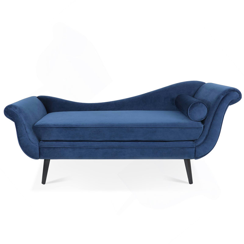 Chaise longue avec accoudoirs à volutes, Bleu