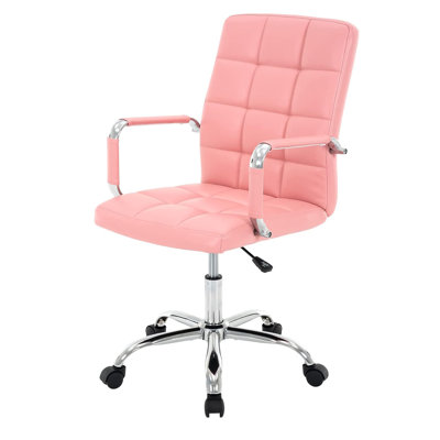 Desk Chair, Modern Pu Leather Home Office Task Chair With Arms, Adjustable Swivel Computer Executive Chair
