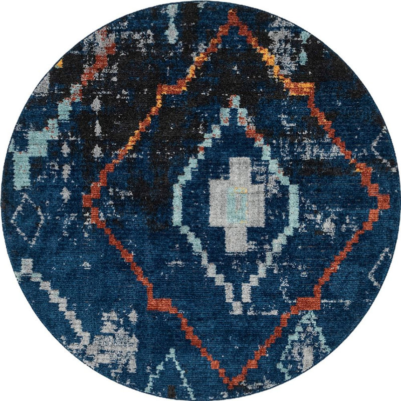 Victorville Abstract Indoor Rug, Round 7'